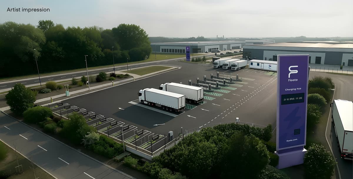 Fleete announces new 26 bay eHGV charging hub at Hams Hall Distribution Park