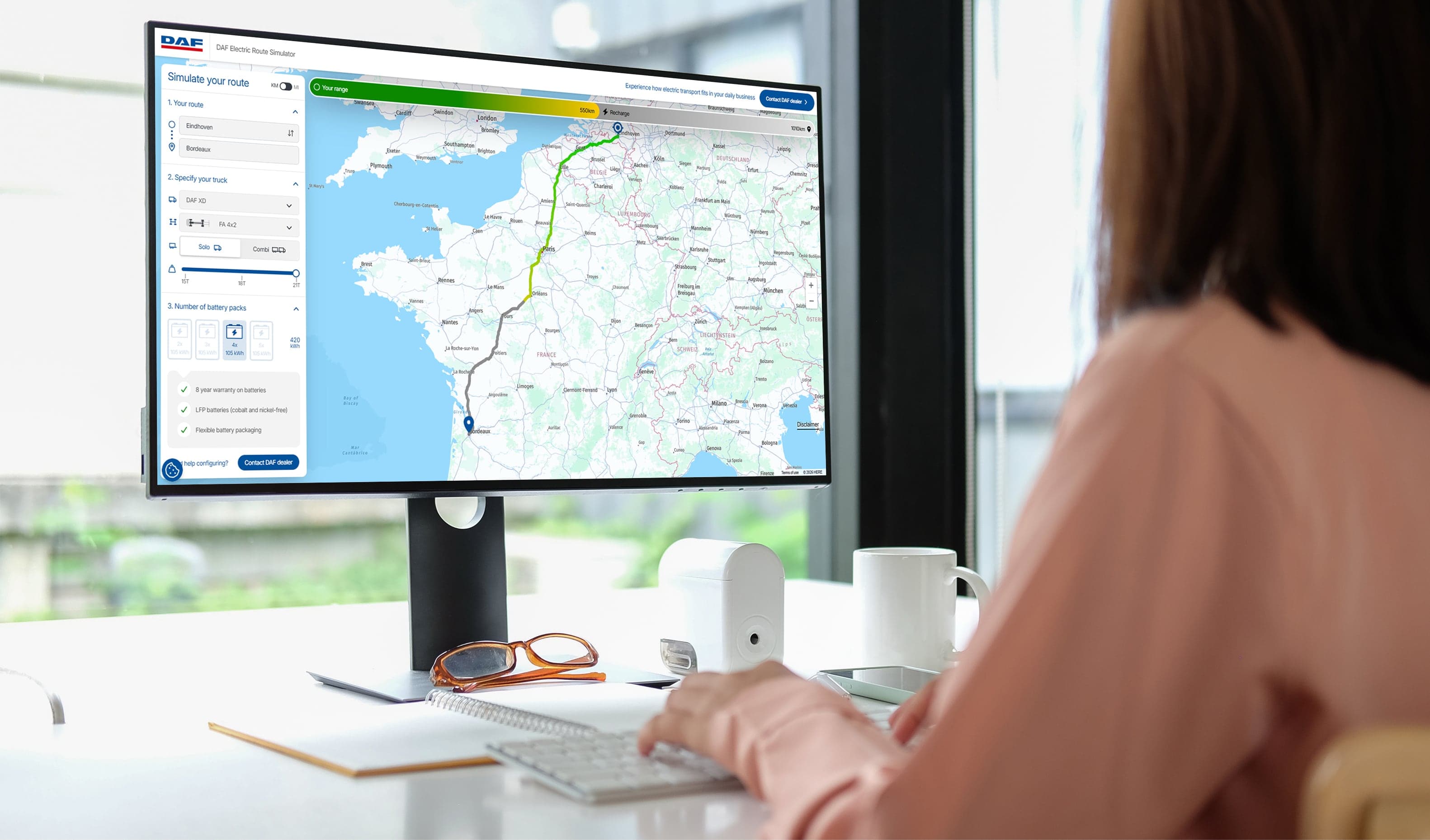 DAF launches interactive route simulator for electric trucks